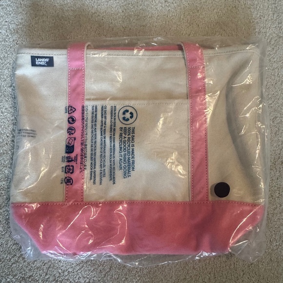 Lands’ End Medium Zip Top Pink Tote Bag - Picture 1 of 2